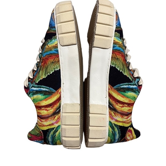 Farm Rio Black Banana Flatform Sneakers Size 8 Printed Lace Up - Picture 6 of 9